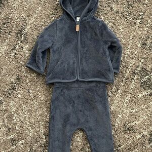 Carter's Plush Hooded Jacket and Pants Set - Dark Gray